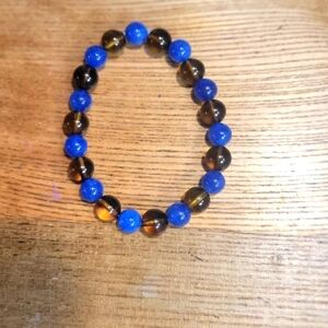 Blue Kyanite Smoky Quartz Stretchy Bracelet